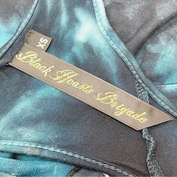 BLACK HEARTS BRIGADE Women’s Black Blue Tie Dye Ruffle Asymetrical Tank Size XS - Picture 4 of 6